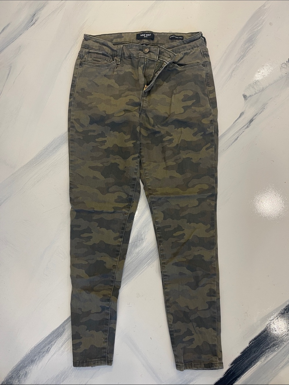 Nine West Green Camo Slim Cargo Jeans